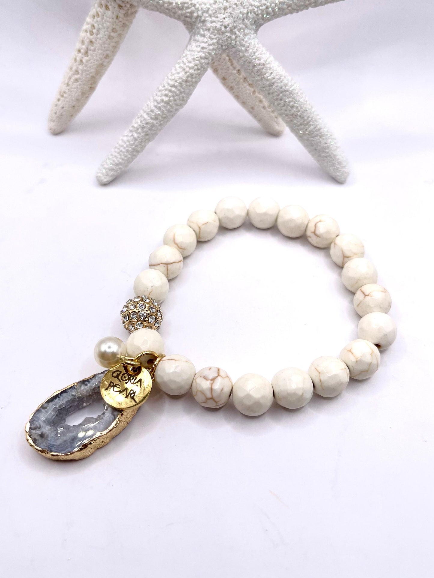 Mala bracelets that includes the luxurious stones, agate, angelite, aventurine, howlite, lava/jade